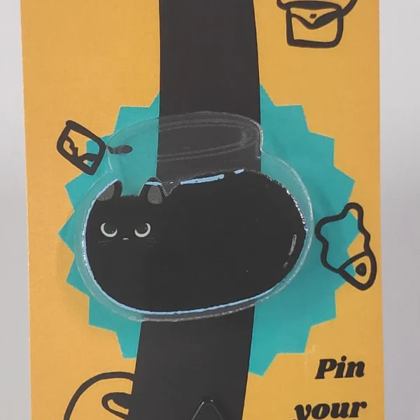 Sleeping Black Cat in Fish Bowl Acrylic Pin