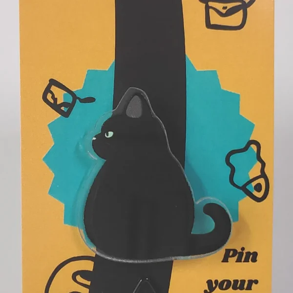 Black Cat Side Profile Acrylic Pin