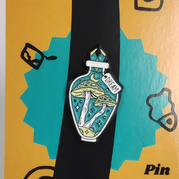 Bottle of Dream Mushroom Enamel Pin