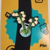 White Flowers in a Flask Enamel Pin