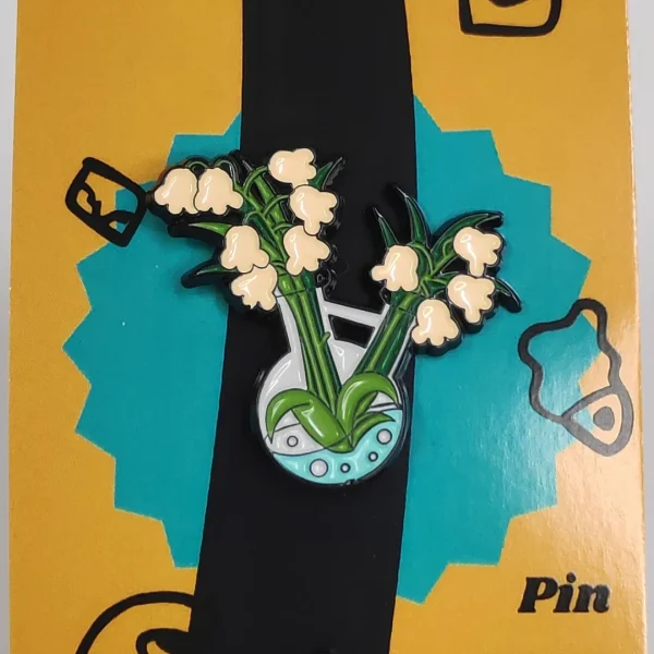 White Flowers in a Flask Enamel Pin
