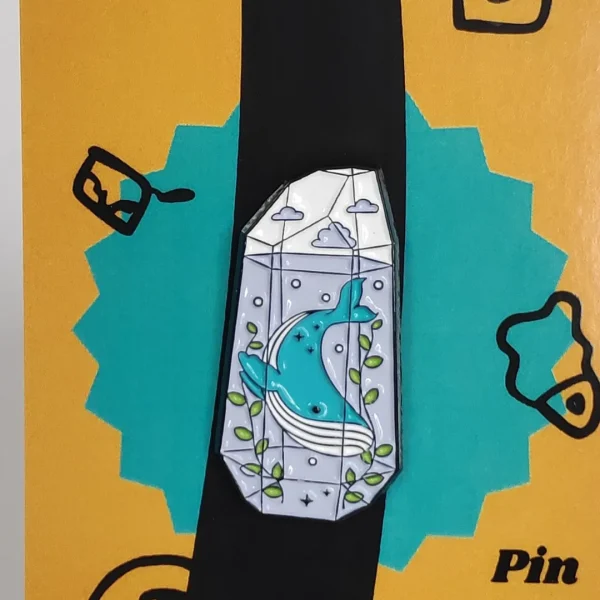 Blue Whale in a Crystal Enamel Pin