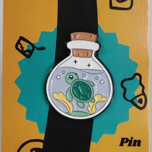 Green Turtle in Bottle Enamel Pin