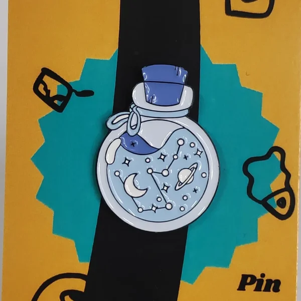 Space and Constellation in a Bottle Enamel Pin