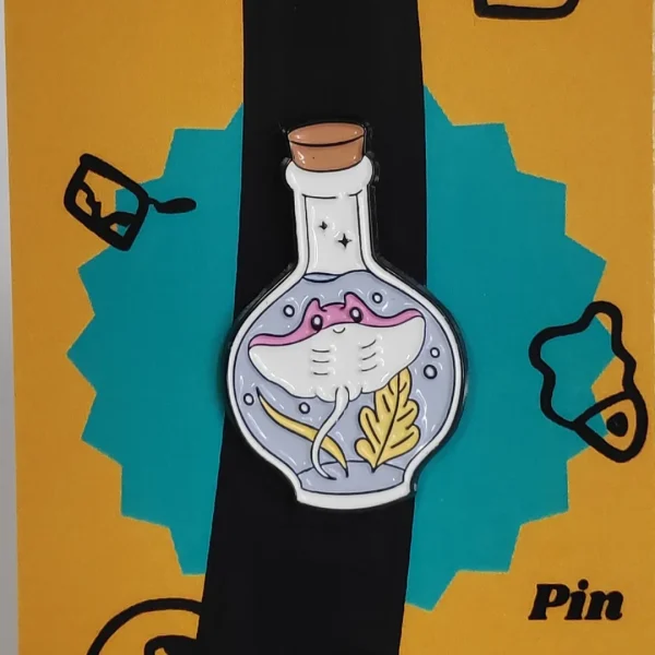 Stingray in a Flask Enamel Pin