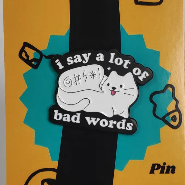 Bad Mouth White Cat Enamel Pin