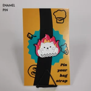Flaming NOOOO White Cat Enamel Pin