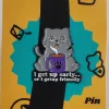 Sleepy Gray Cat Enamel Pin