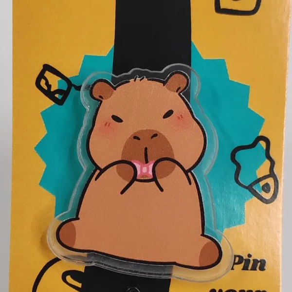 Capybara with Pink Bow Acrylic Pin