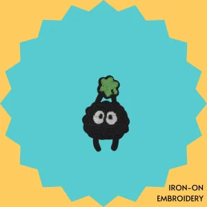 Dust Bunny with Green Speck Iron-on Embroidery