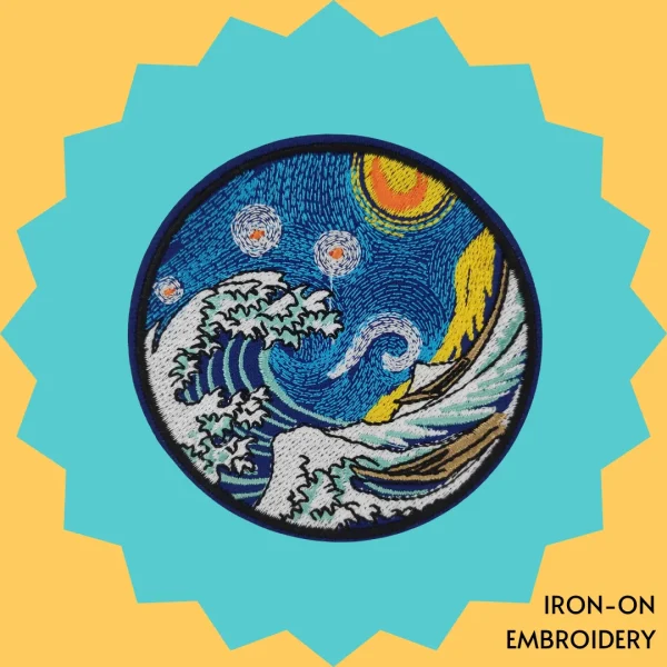 Iron-On-Patch-1247 Great Wave Art Iron-on Embroidery