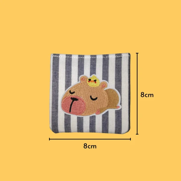 Slumbering Capybara with Tiny Chick Iron-on Embroidery