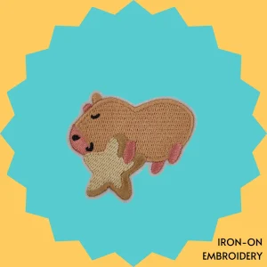 Sleeping Capybara with a Star Iron-on Embroidery