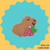 Sleeping Capybara with Strawberry Iron-on Embroidery