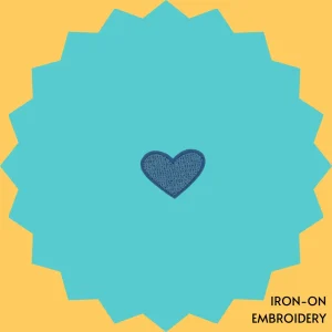 Wide Blue Heart Iron-on Embroidery
