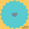 Wide Light Blue Heart Iron-on Embroidery