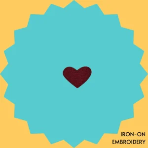 Wide Brown Heart Iron-on Embroidery