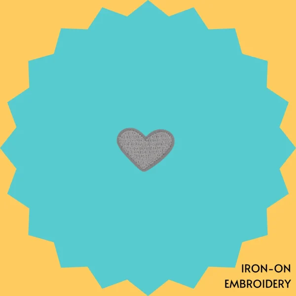 Iron-On-Patch-1291 Wide Silver Heart Iron-on Embroidery