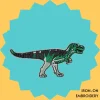 Cyan T-rex Iron-on Embroidery