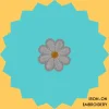 White Flower with Yellow Center Iron-on Embroidery