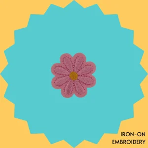 Light Pink Flower with Yellow Center Iron-on Embroidery