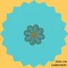 Cyan Flower with Yellow Center Iron-on Embroidery