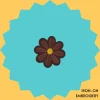 Brown Flower with Yellow Center Iron-on Embroidery