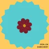Maroon Flower with Yellow Center Iron-on Embroidery