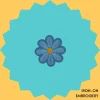 Iron-On-Patch-1335 Blue Flower with Yellow Center Iron-on Embroidery