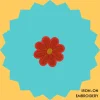 Orange Flower with Yellow Center Iron-on Embroidery