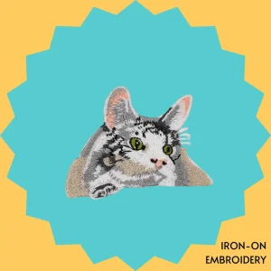 Gray Tabby Cat Iron-on Embroidery
