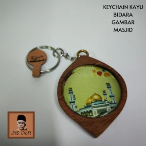 Keychain Kayu Bidara Gambar Masjid - JHS Craft