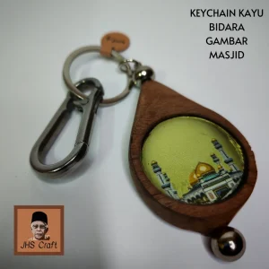 Keychain Kayu Bidara Gambar Masjid - JHS Craft