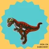 Scary Orange and Green T-rex Iron-on Embroidery