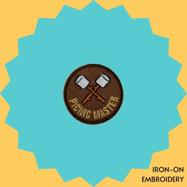 Iron-On-Patch-1389 Picnic Master with Marshmellows Badge Iron-on Embroidery