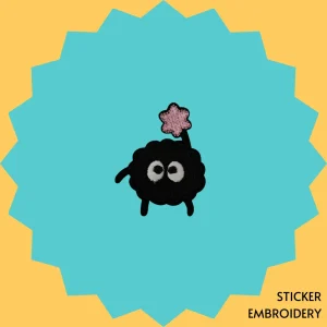 Dust Bunny with Pink Spec Sticker Embroidery