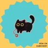 Tangled Black Cat Iron-on Embroidery