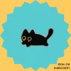 Weeping and Pouncing Black Cat Iron-on Embroidery