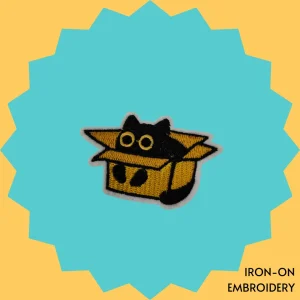 Black Cat in Box Iron-on Embroidery