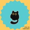 Shy Black Cat Iron-on Embroidery