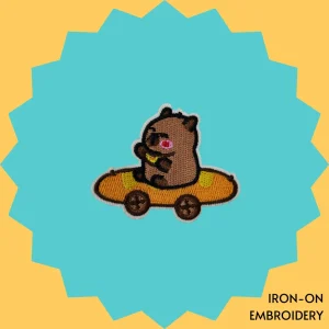 Capybara on Baguette Cart Iron-on Embroidery