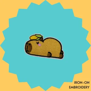 Lazy Capybara with Corn Iron-on Embroidery