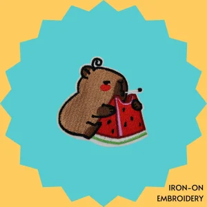 Capybara Eating Watermelon Iron-on Embroidery