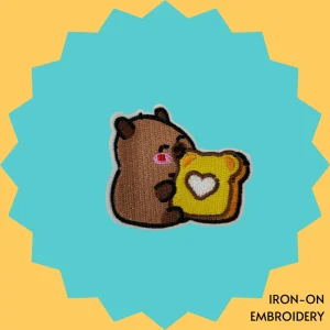 Capybara with Loved Bread Slice Iron-on Embroidery