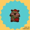 Cute Apple Themed Capybara Iron-on Embroidery