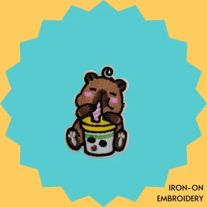 Boba Capybara Iron-on Embroidery