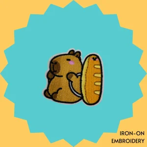 Capybara with Baguette Bag Iron-on Embroidery