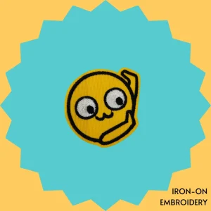 Dancing Cheeky Face Iron-on Embroidery