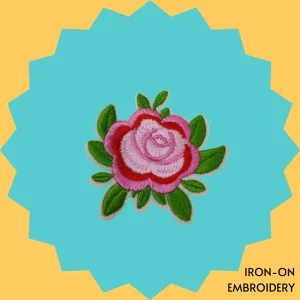 Pink Rose Flower Iron-on Embroidery