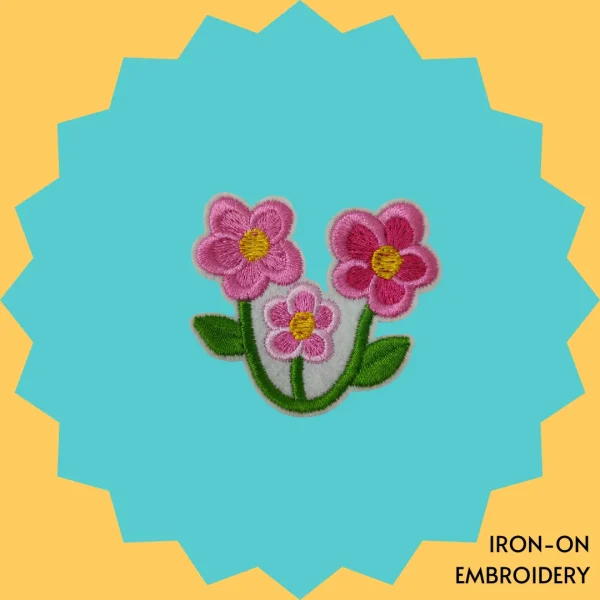 Iron-On-Patch-1519 Pink Jasmine Flower Iron-on Embroidery